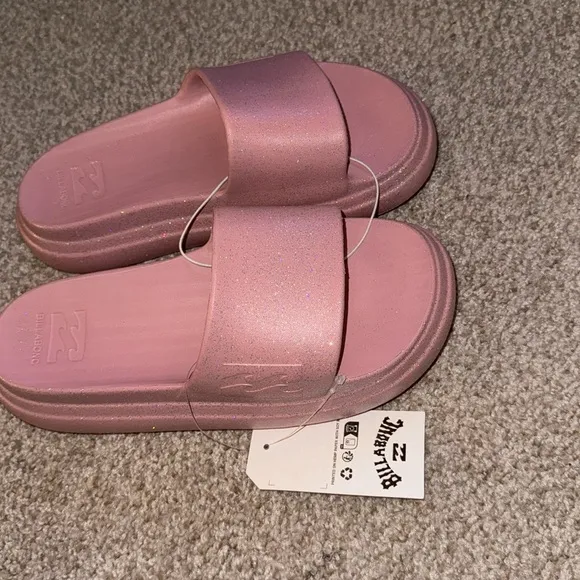Billabong Pink Cushion Glitter Platform Slides