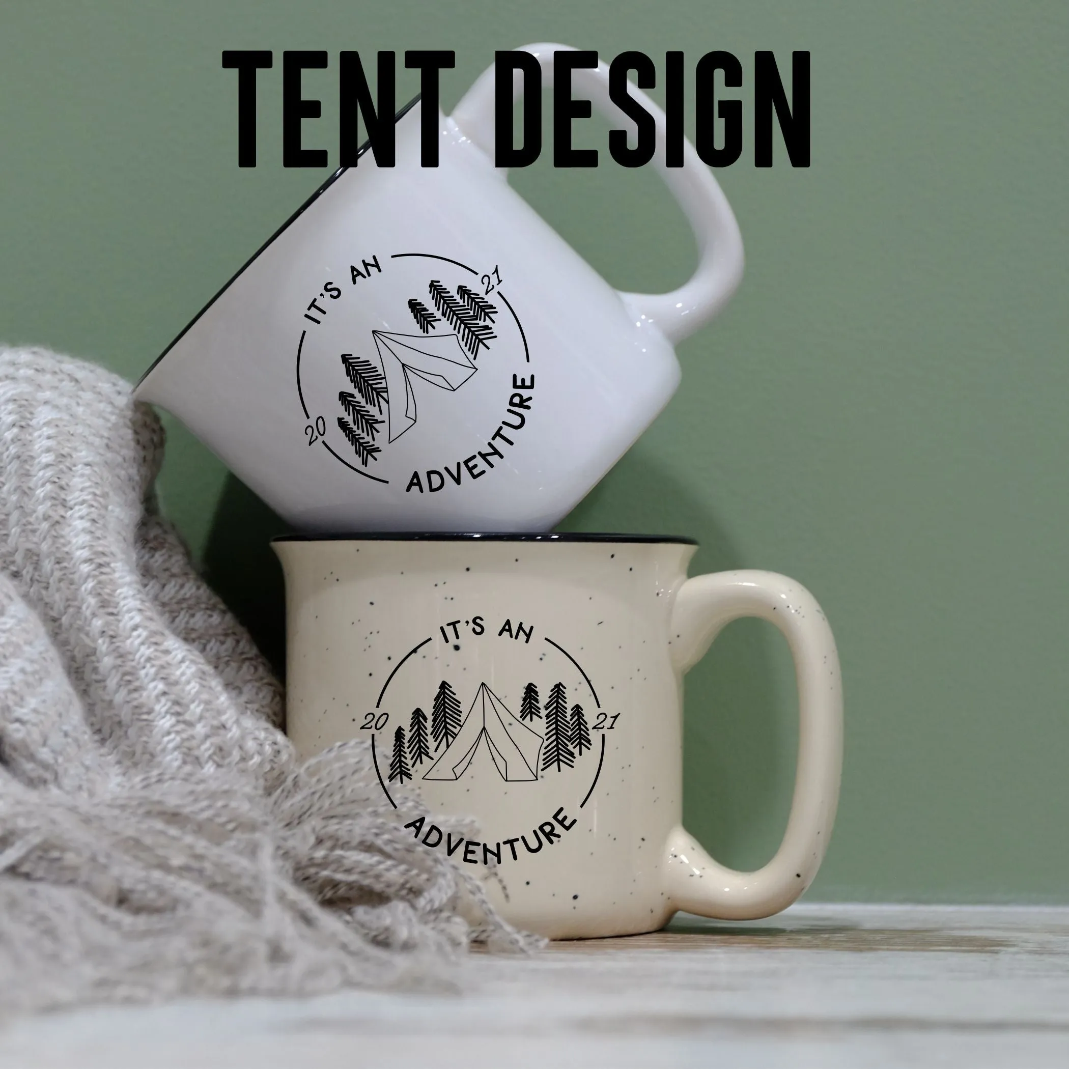 Ceramic Speckled mug 400ml - Camping Adventure personalised