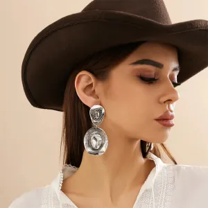 Creative Metal Cowboy Hat Pendant Necklace – Vintage Turquoise Jewelry Set