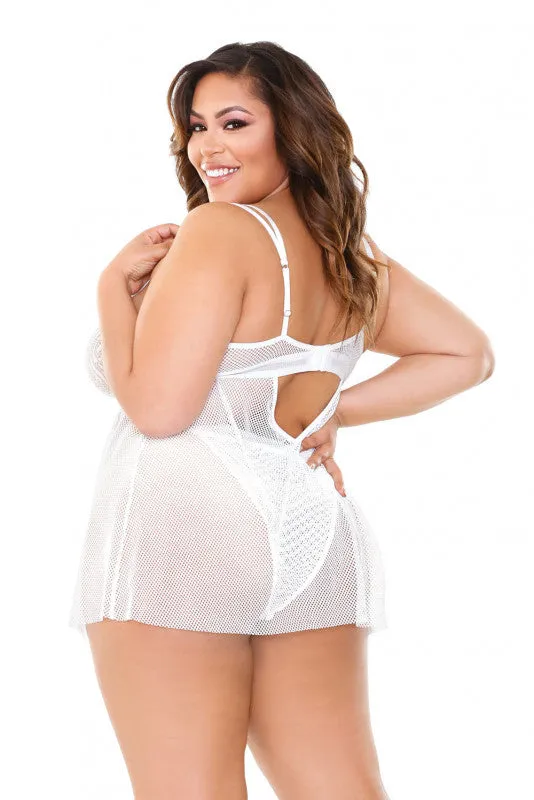 Isla Babydoll and Panty Set - White - 1x2x