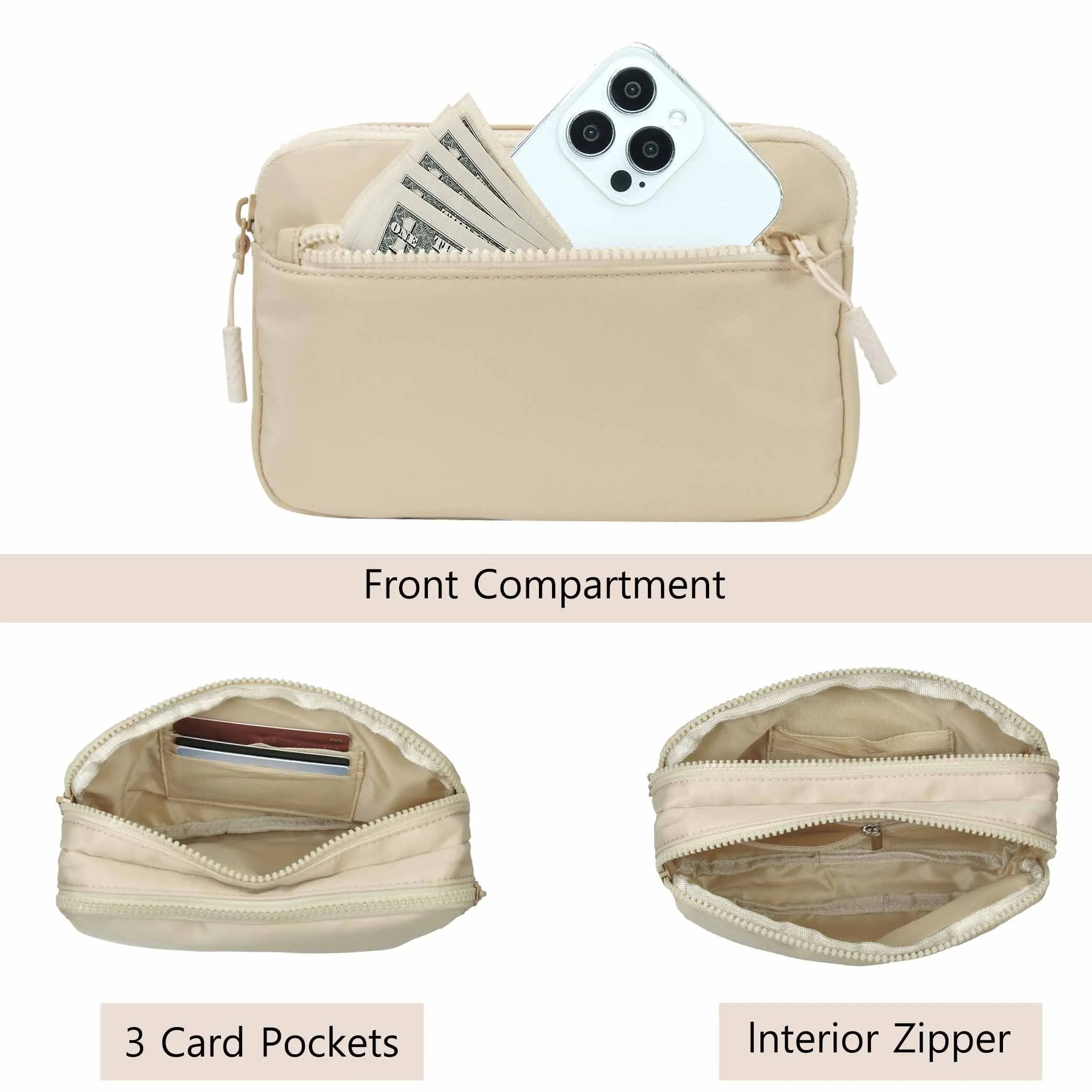 Ivory NGIL Double Zipper Belt Bag