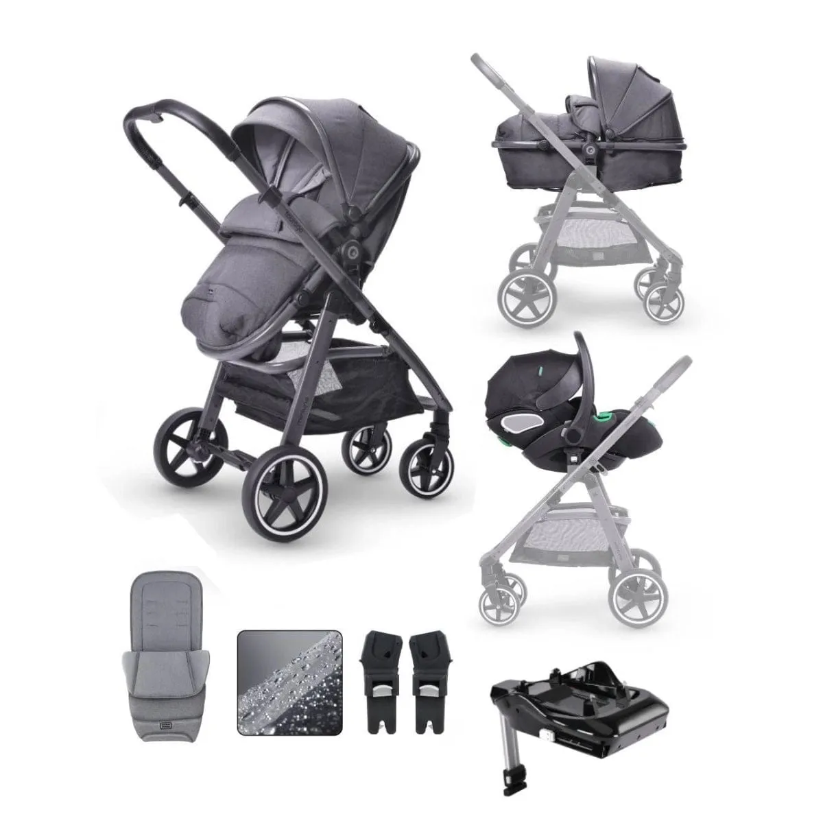 Miniuno TouraGo Travel System with Base - Anthracite