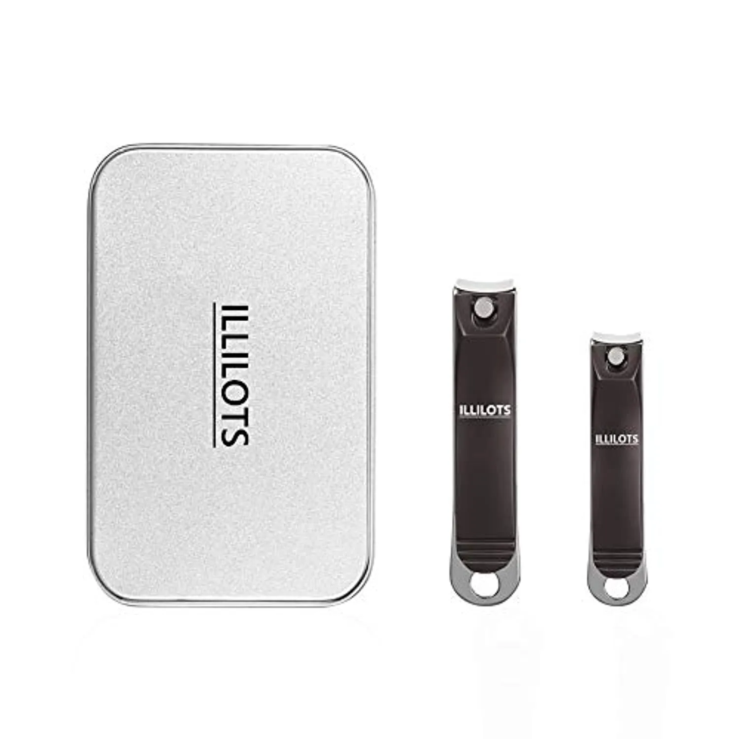 Nail Clippers Set Build-in Nail File, Durable Sharp Fingernail & Toenail Clippers with Tin Case, Gray
