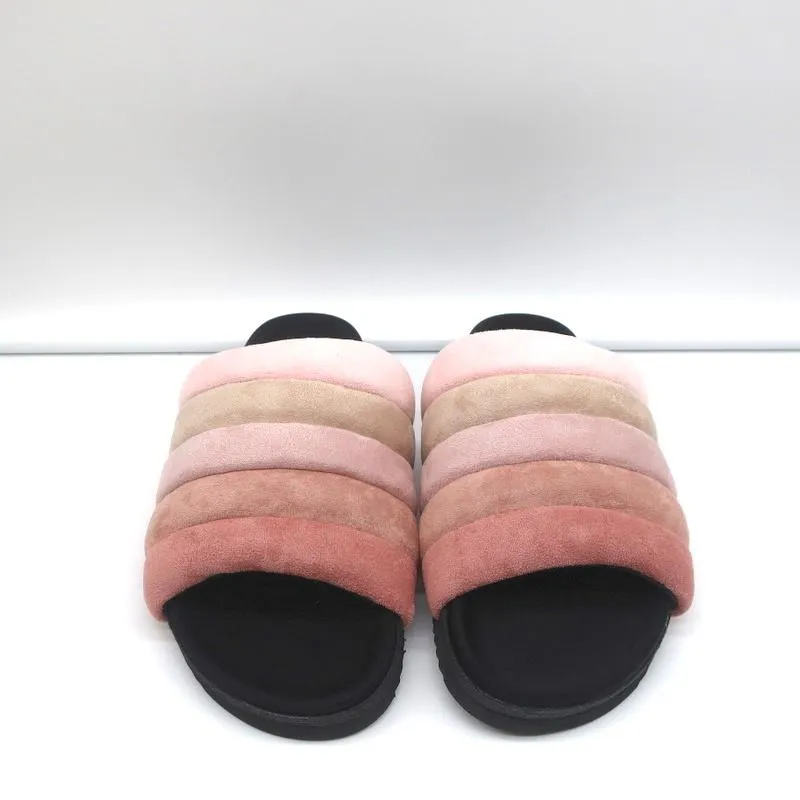ROAM Pillar Slides Rose Pink Faux Suede Size 38 Flat Sandals NEW
