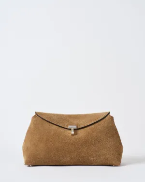 t-lock suede clutch