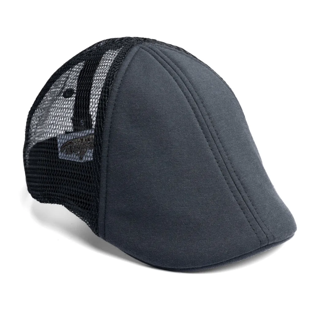 The Mesh Trucker Boston Scally Cap - Black with Black